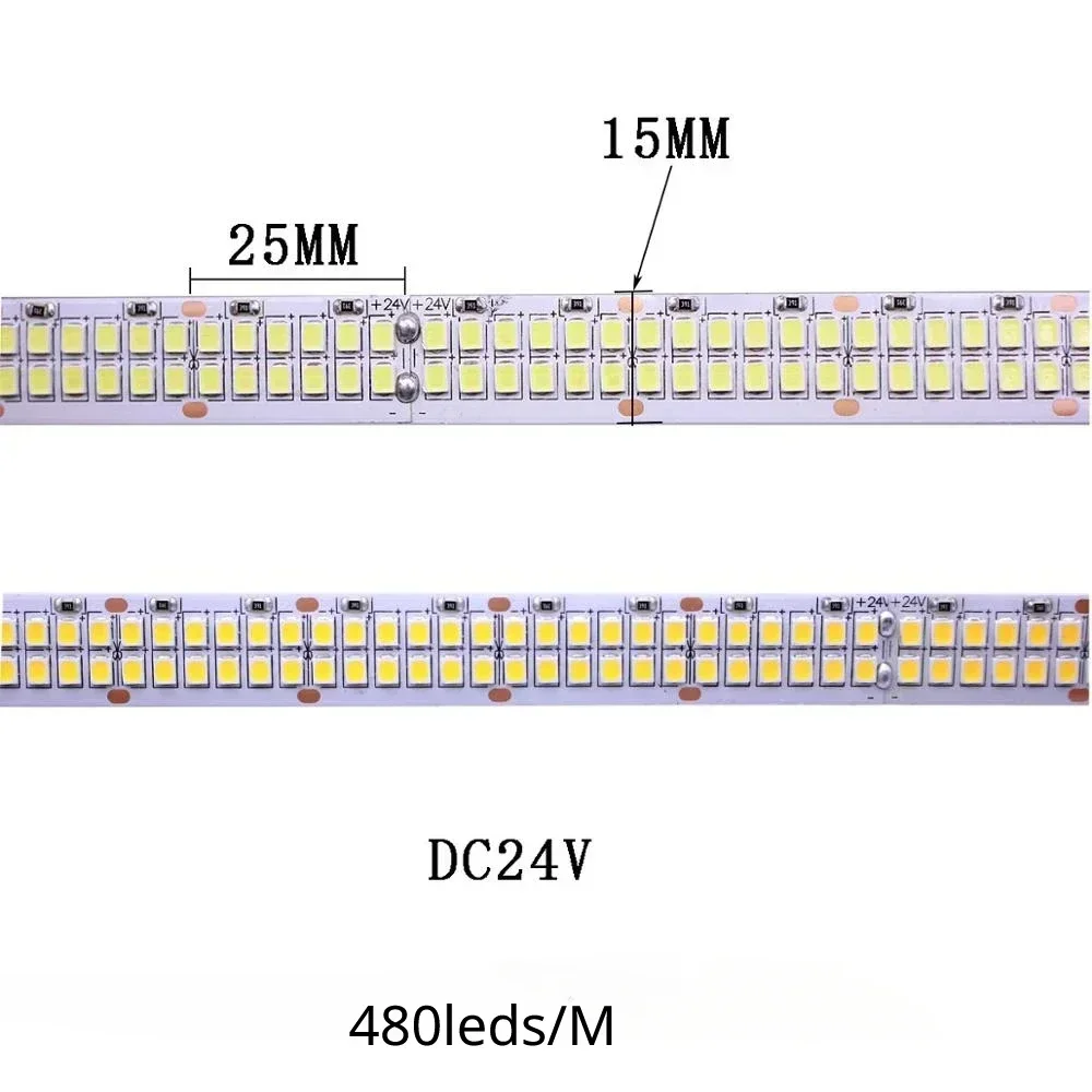 60 120 240 480LedsLED Strip 2835 SMD 240LEDs/m 5M DC12V High Bright Flexible LED Rope Ribbon Tape Light Warm White / Cold White