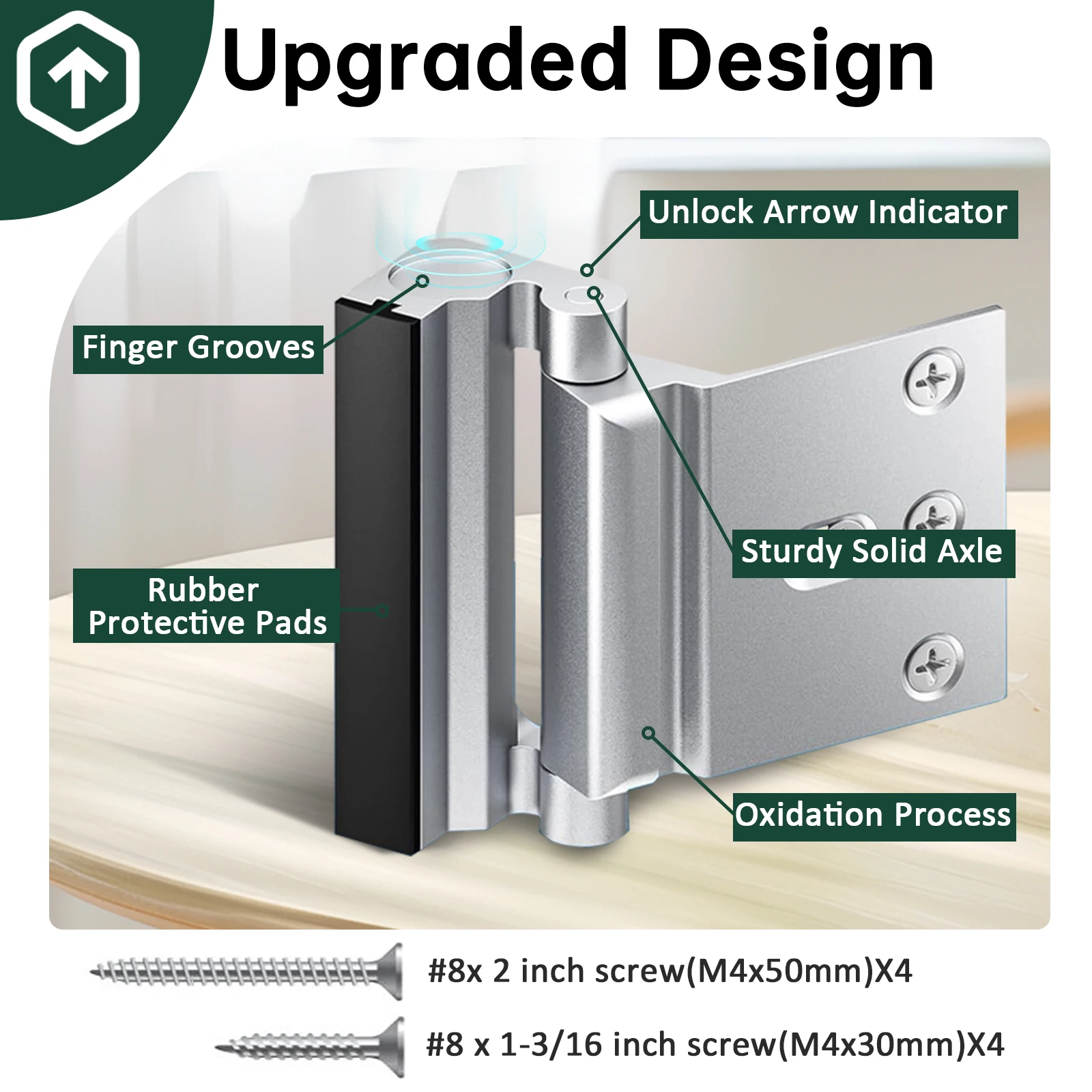 KERUI قفل باب أمان المنزل سبائك الألومنيوم مكافحة سرقة قفل الباب حريزعلى الأطفال تعزيز مزلاج السلامة 800Lbs تقوية الباب