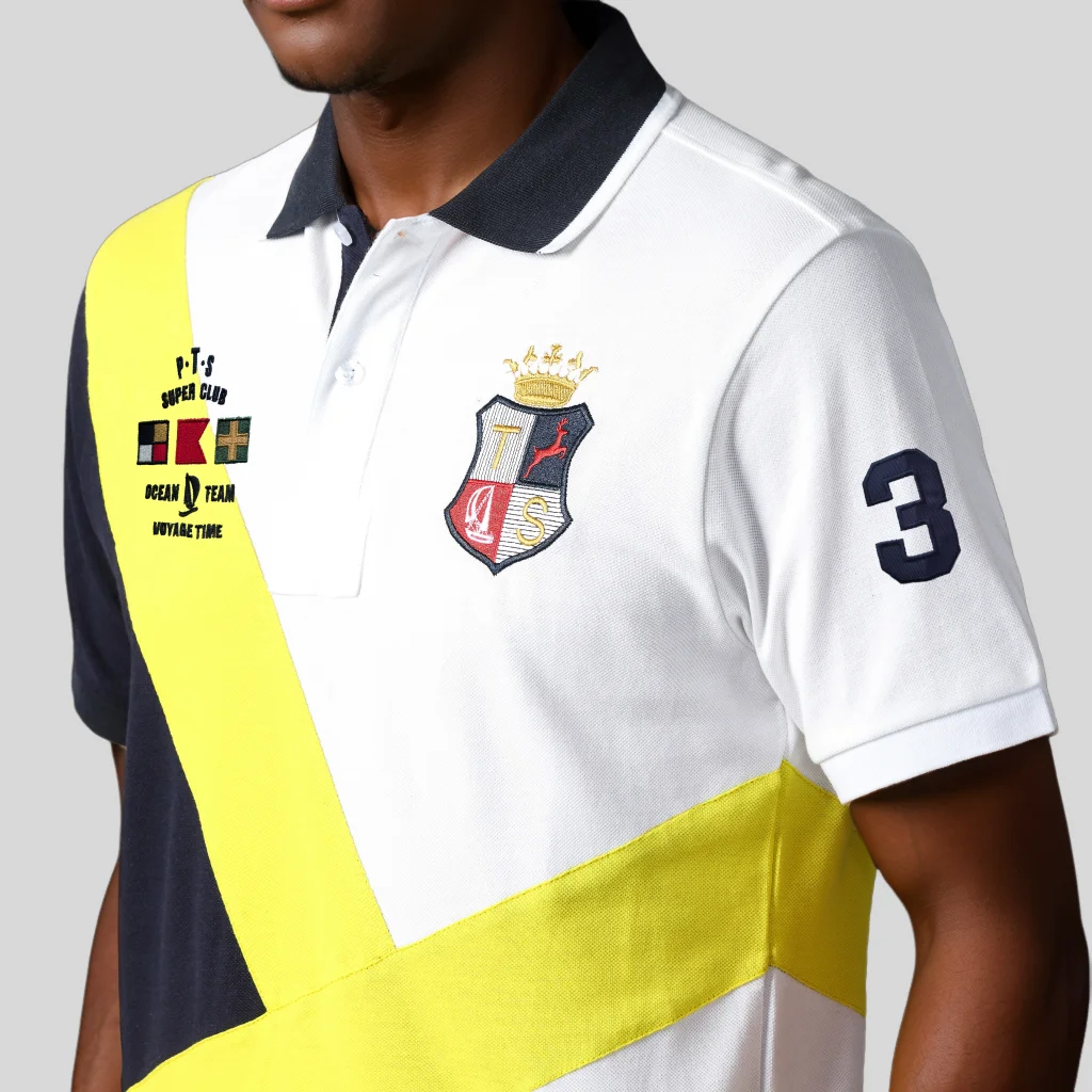 Men\'s polo shirt Short-sleeved casual fashion polo shirt cross stitching color contrast classic pattern embroidery stitching