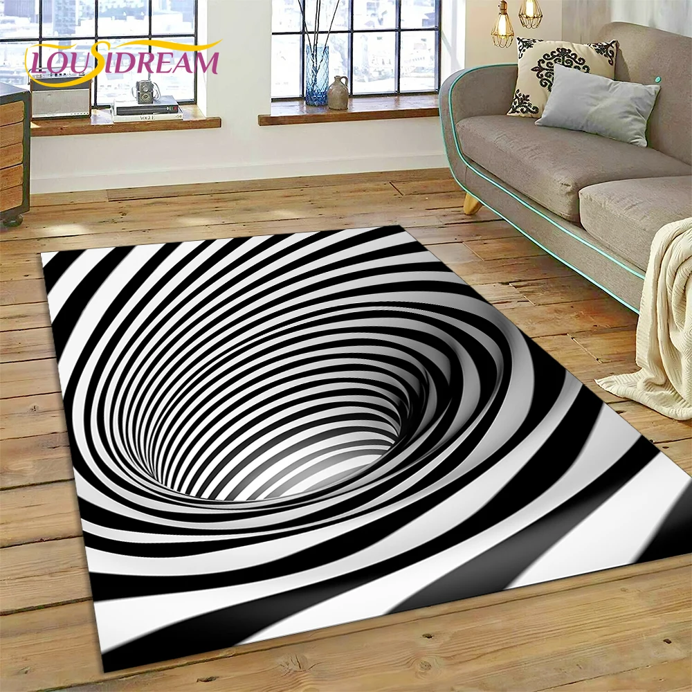 3D Vortex Visual Illusions Rug Carpet for Living Room Bedroom Home Decor,Floor Mat Non-slip Decoration for Sofa Kitchen Doormat