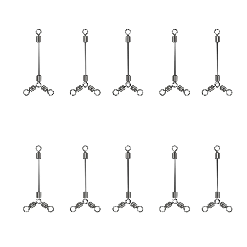 10 قطعة 3-Way قطب الفولاذ المقاوم للصدأ الصيد موصل المتداول تحمل طويل الساق O-شكل ثلاثة طريقة يدور معالجة الملحقات أداة #1