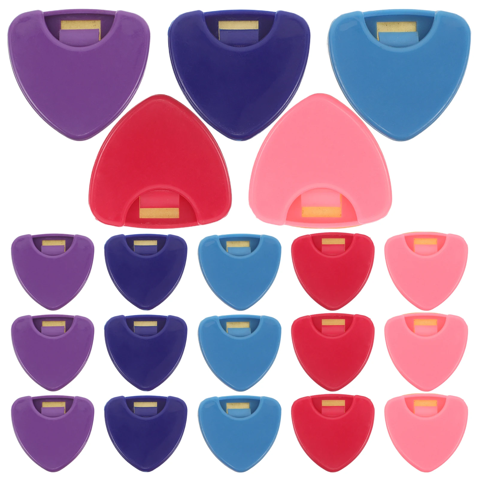 

25Pcs Portable Guitar Picks Case Triangular Organizer with Heartshaped Clip Vibrant Colors Secure Storage for Musicians