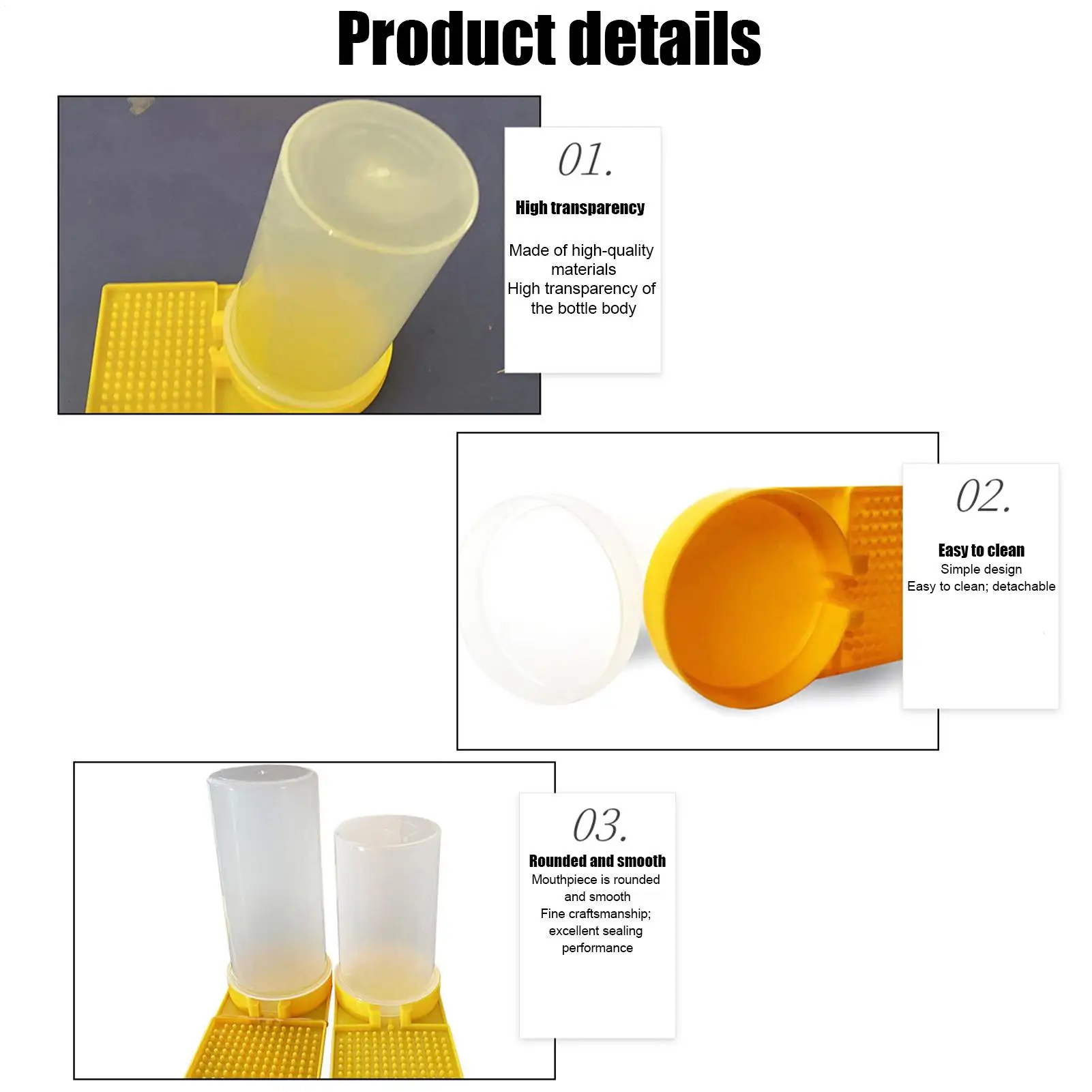 Geflügelfutter- und Wasserspender, Auslaufsicher, Große Kapazität, Transparenter Futter- und Wasserbehälter für Küken, Wachteln und Bienen – Detail 5