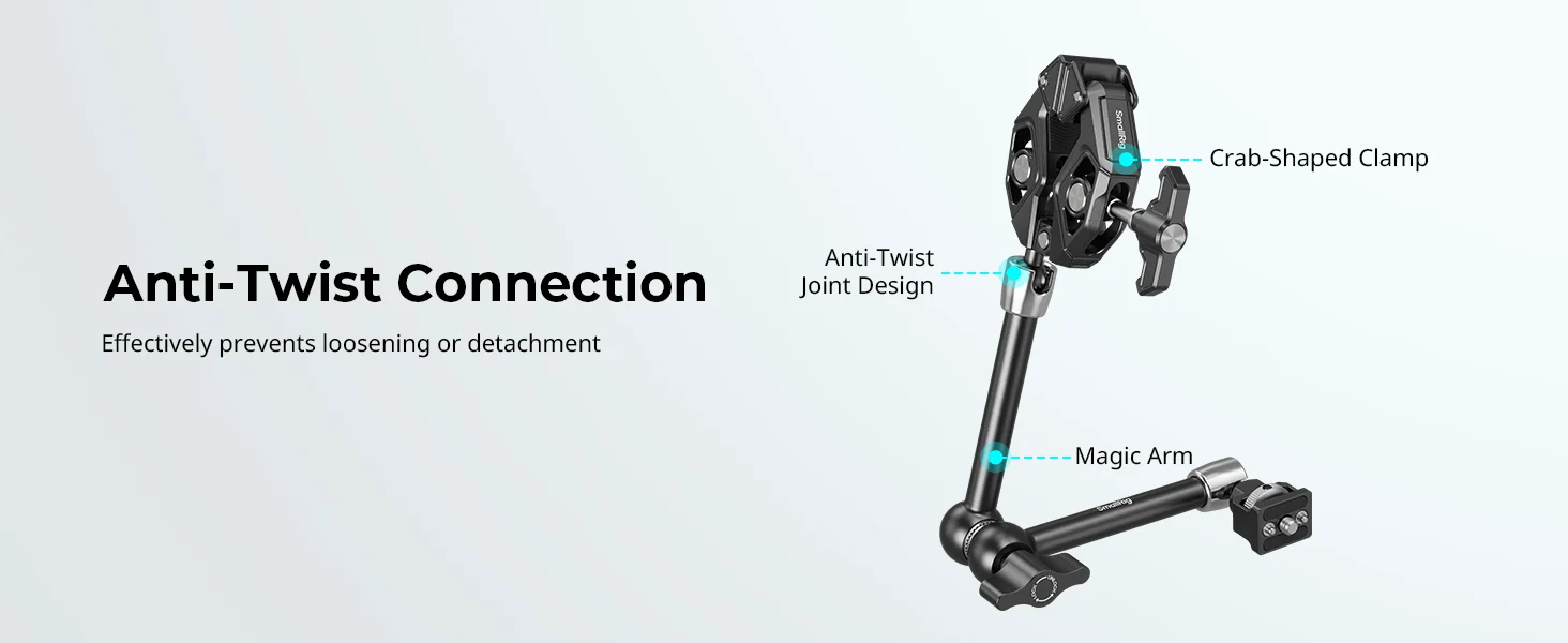 SmallRig Magic Arm mit Krabbenförmiger Klemme aus Legierung, Tragkraft 1,5 kg für Action-Kameras, Monitore, Videoleuchten und Mikrofone 5312 – Detail 5