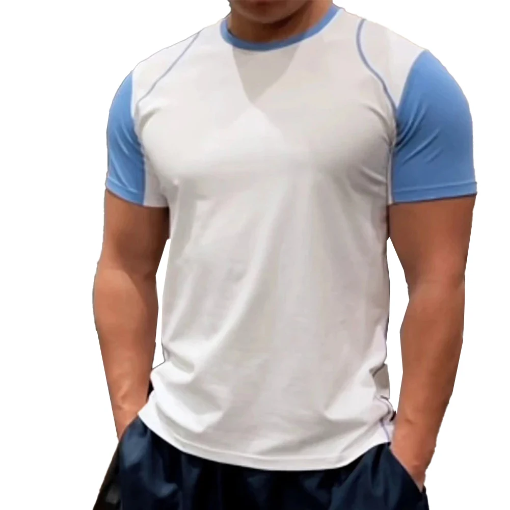 Mens Short Sleeve T-shirts Muscle Fitness Gym Blouse Activewear Jogging Tops Man Bodybuilding Undershirt Gym Fitness Clothing