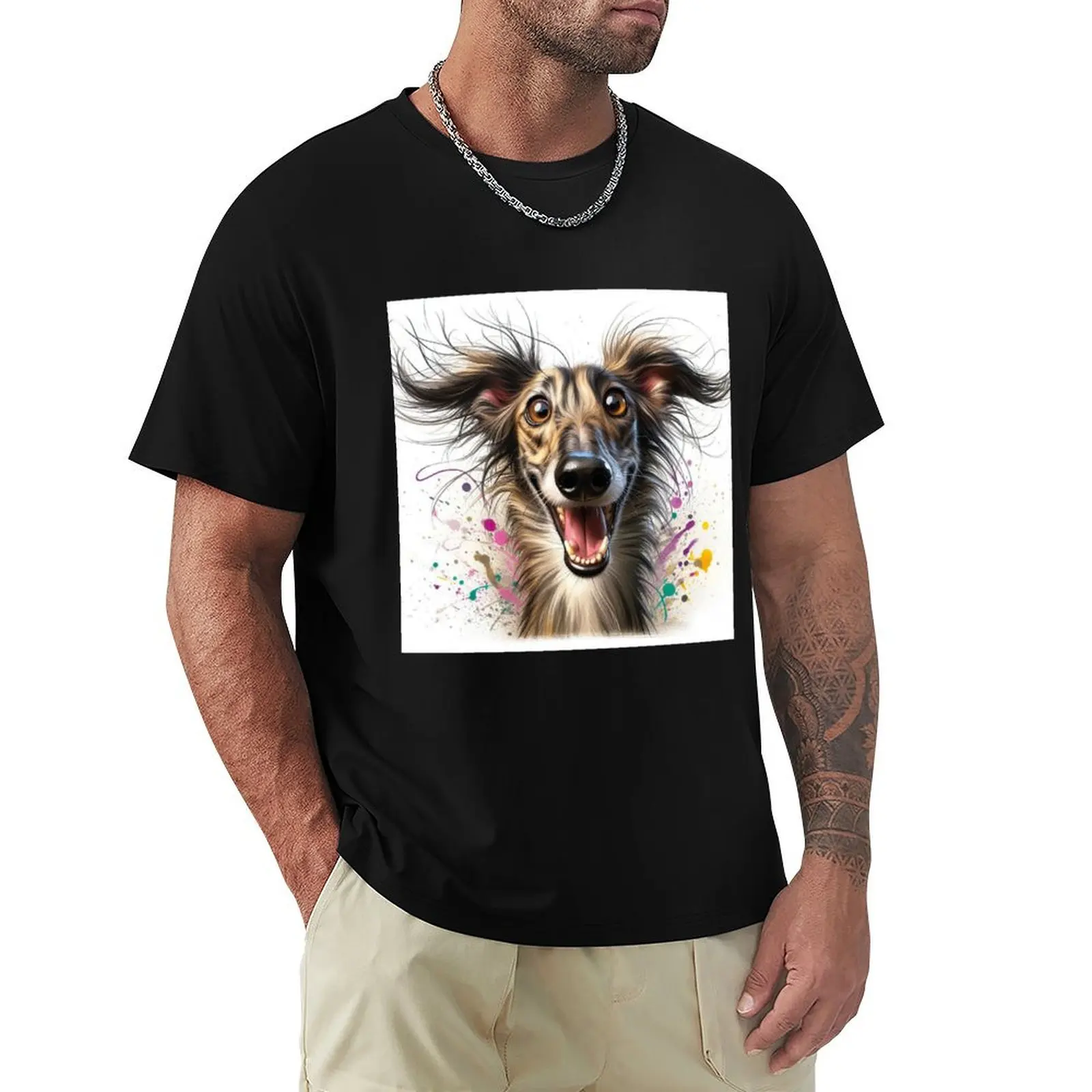 

Funny happy Silken Windhound T-Shirt Novelty Graphic Tee Shirt