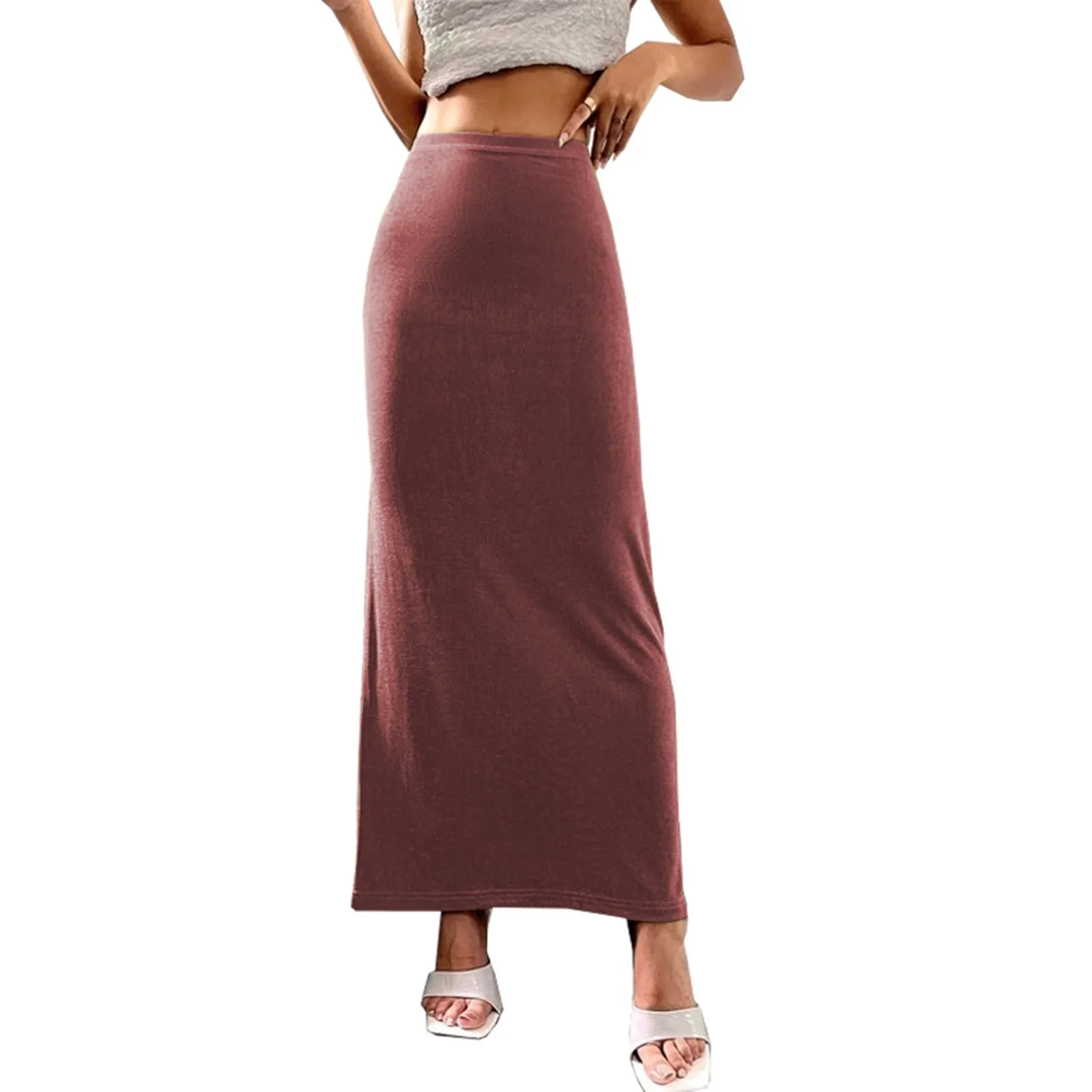 

Solid Color Skirts For Women New Women'S Soft Fashion Casual Long Skirt High Waist Elegant Exquisite Long Skirt Ladies Clothes