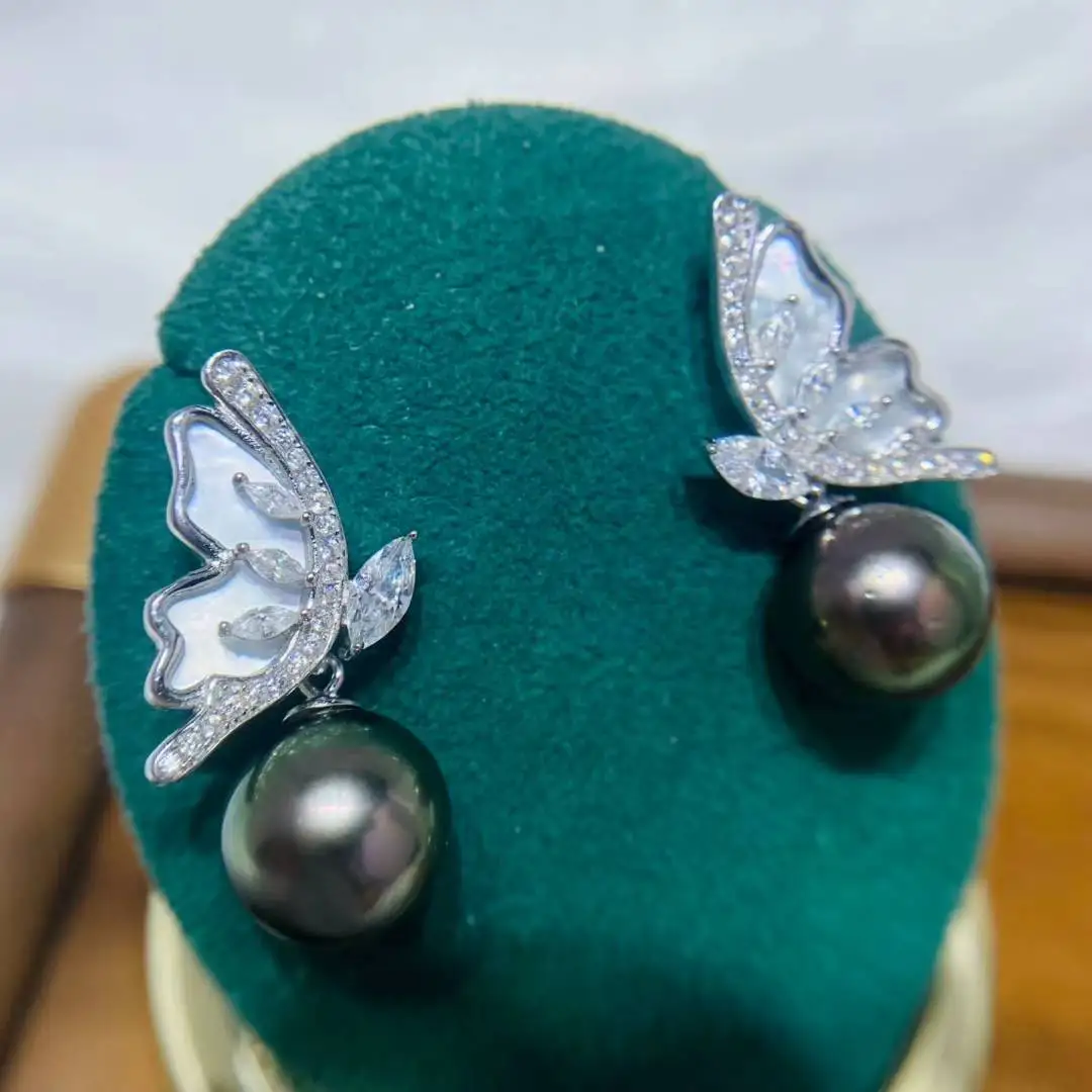 

Wholesale S925 Sterling Silver Earrings Mount Findings Settings Base Mounting Parts Accessory for 9-11mm Pearls 5 pairs/lot