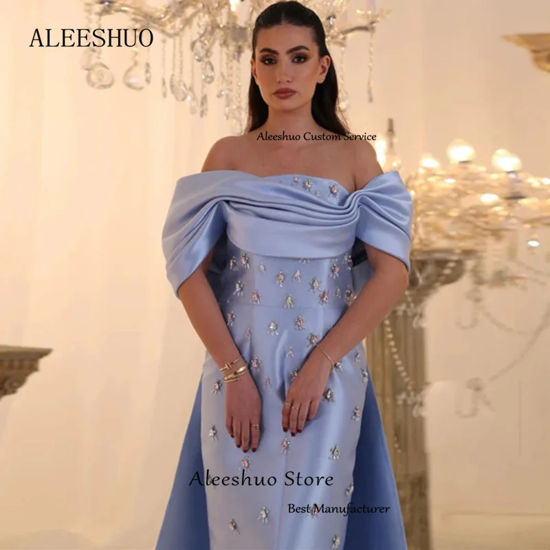 Elegant Purple Satin Sheath Prom Dress Simple Off The Shoulder Pleat Crystal Party Dress  فستان سهرة Sleeveless Sexy Ba