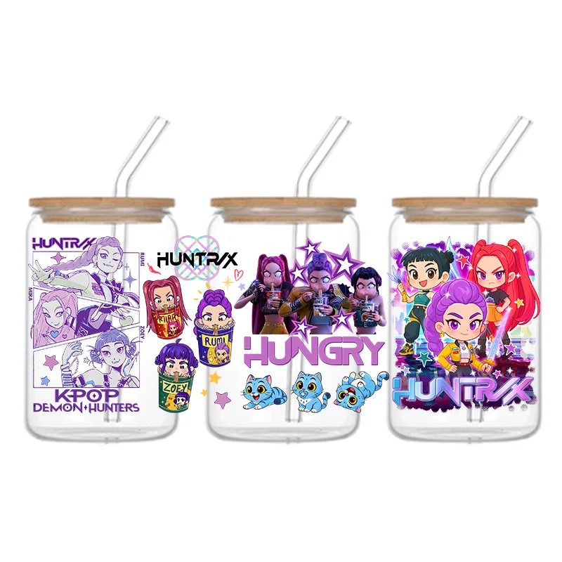 UV DTF Aufkleber KPop Dämon Jäger Saja Jungen HUNTR/X Rumi Mira Zoey Jinu Permanent Transfer Aufkleber Wasserdichte DIY Dekorieren