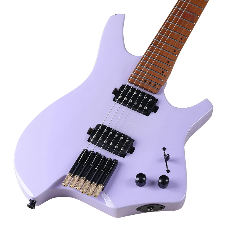 Headless Electric Guitar 30 Inch Travel Guitar High Gloss Professional Electric Guitar 6 String Mini Portable Guitar