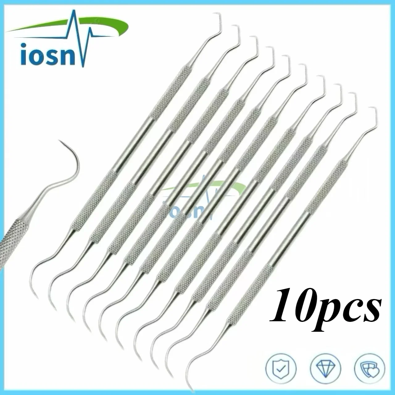 

10PCS Stainless Steel Double Head Dental Tool Dentist Teeth Clean Hygiene Explorer Probe Hook Pick Dentists Instruments