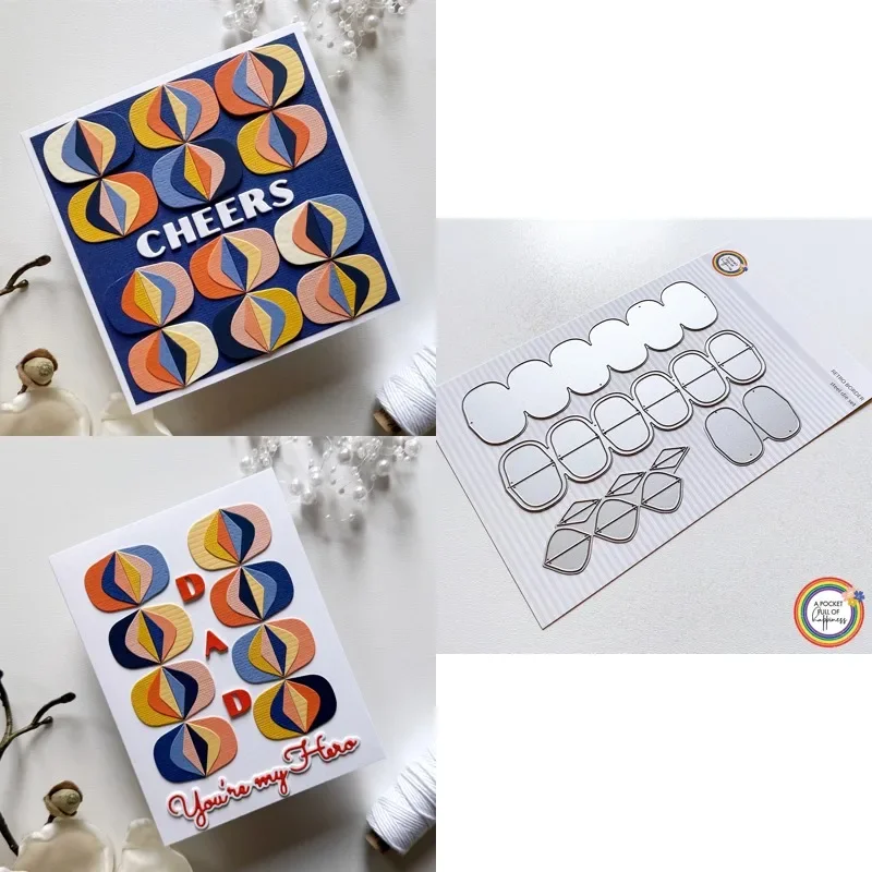Er is ook een paar kleine oorkappen bovenop de wekker. Nieuwe aanwinst 2026 metaal snijmal scrapbooking DIY decoratie.