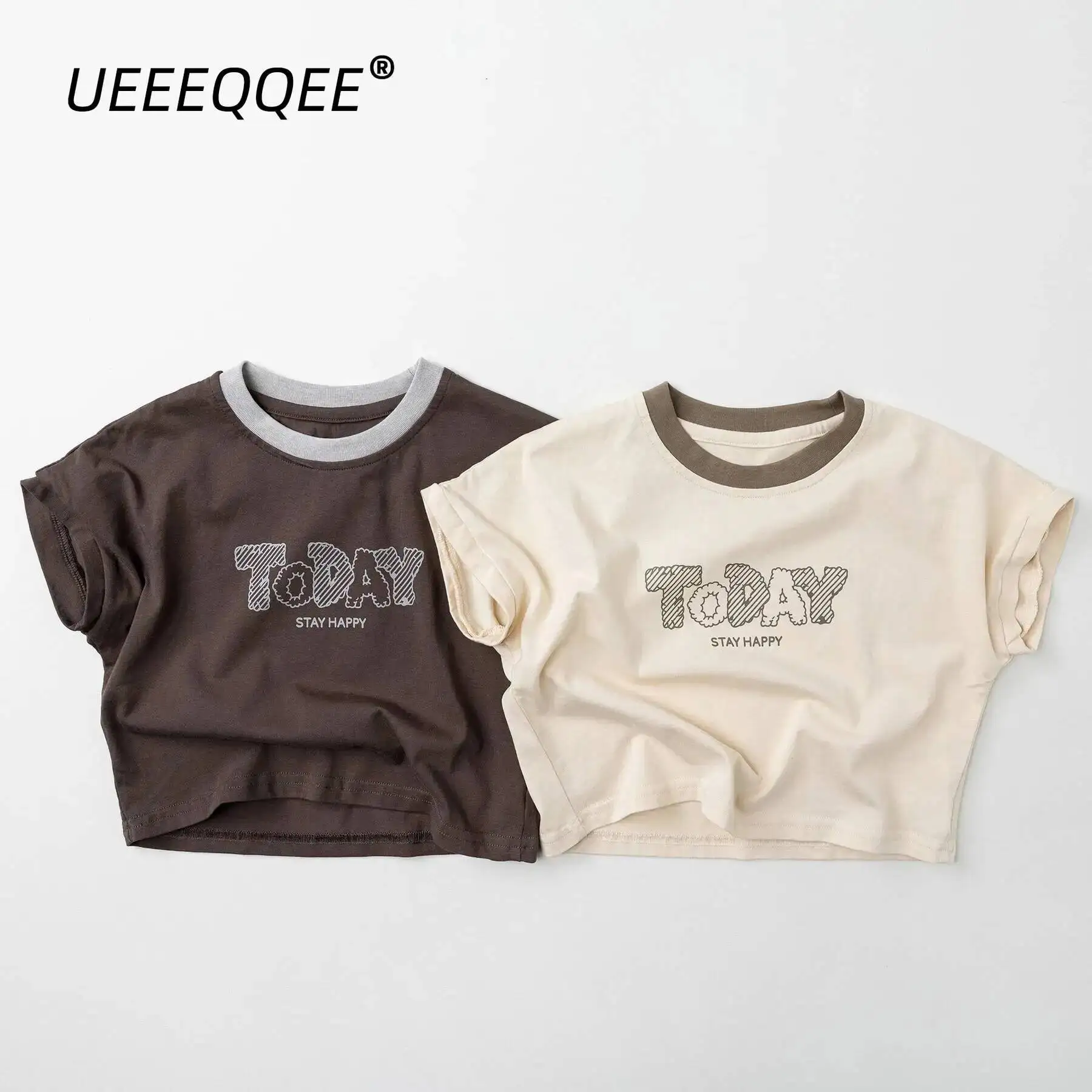 Frühling Sommer Kinder T-Shirts 1-8 Jahre Jungen Mädchen Baumwolle Buchstaben Patchwork Kurzarm T-Shirts Kleinkind Oberteile Tees für Kinderkleidung – Detail 5