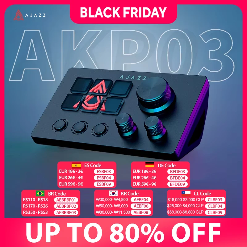 

Ajazz AKP03E Настольный помощник, настольная консоль, панель контроллера, программируемая макросная мини-клавиатура с индивидуальной кнопкой для нескольких сценариев