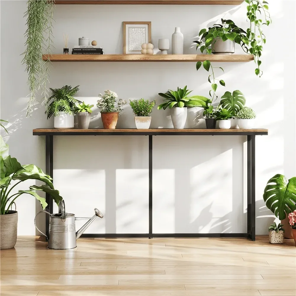 

Современный промышленный консольный стол с металлическим каркасом, деревянный стол для прихожей, длинный консольный стол для гостиной