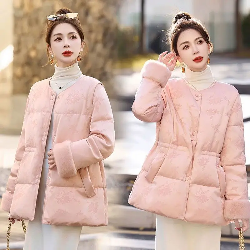 

Light Waist National Style Bread Clothes Cotton Clothes Autumn Winter Coats New Chinese Thin Slim Jacket Women Medium Long Warm