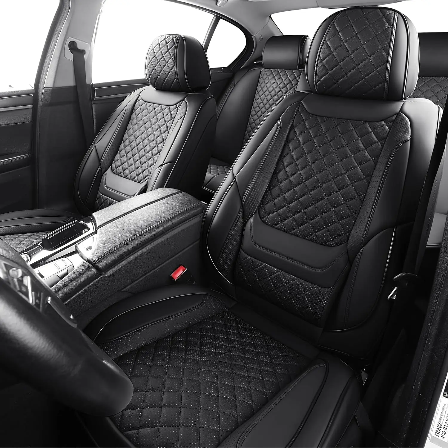 Black Leather Car Seat Covers Full Set Breathable Seat Protectors Waterproof Automotive Seat Covers Universal Fit for Most Cars