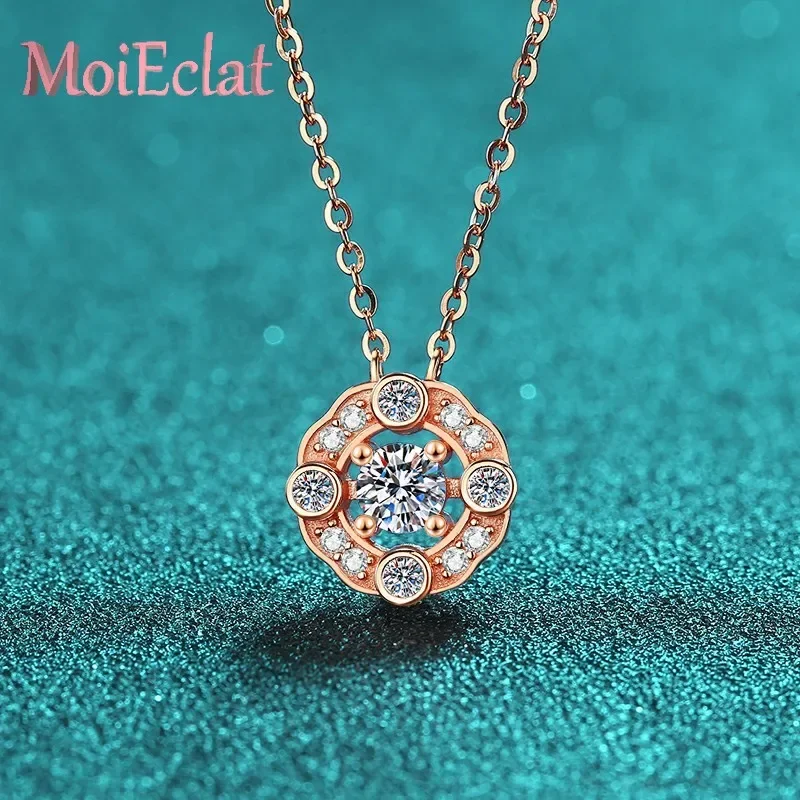 

Элегантное 0,5 карата муассанитовое золотое ожерелье цвета шампанского, кулон с ореолом для женщин, белое золото 18 карат, цепочка на ключицы, ювелирные изделия, роскошный подарок