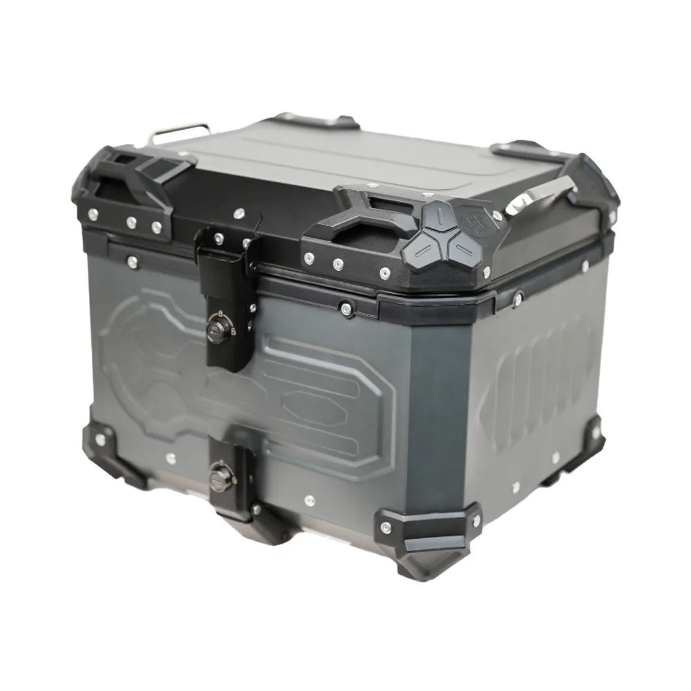 STLF هونغباو تنقش 45L BMVV دراجة نارية مربع خلفي الأنود الفضة دائم مقاوم للماء سبائك الألومنيوم الخلفية تصنيع الصفائح المعدنية