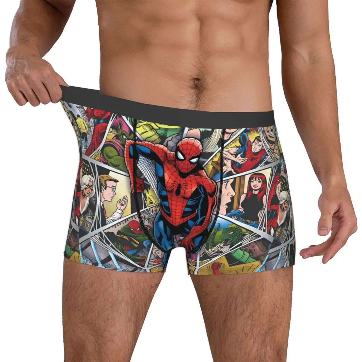 Man Spider-Man Comic Handsome Cool Boxers Soft Cartoon Anime Underwear Printed Fun Underpants