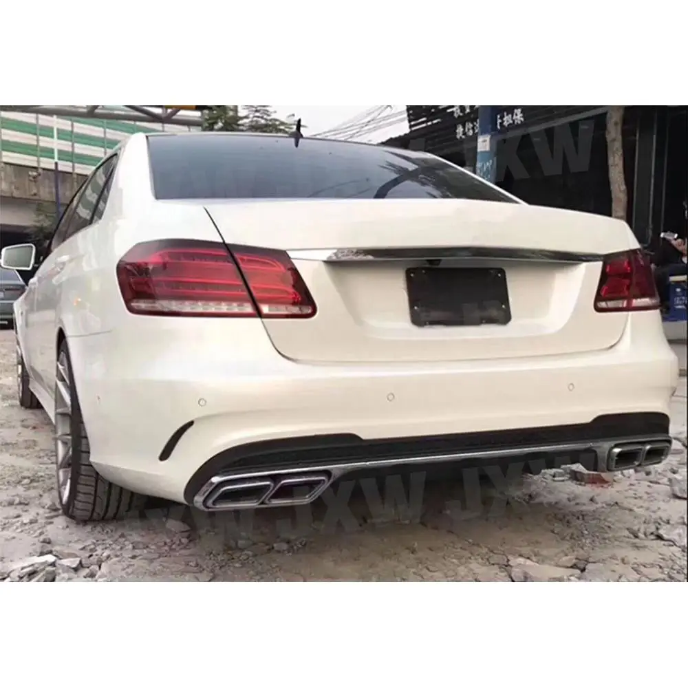 Rear Diffuser with Exhaust Tips for Benz E Class W212 E350 E400 E63 AMG Sport 2013-2016 Not for Standard Rear Bumper Lip Spoiler