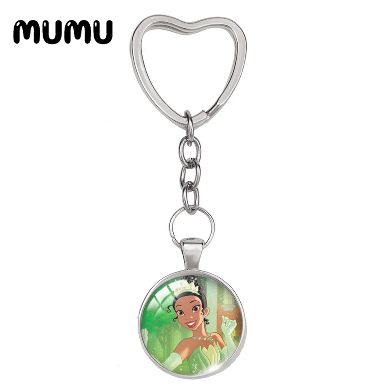 2024 New Tiana Heart portachiavi The Princess and Frog portachiavi Glass Dome Cabochon gioielli regali per bambini