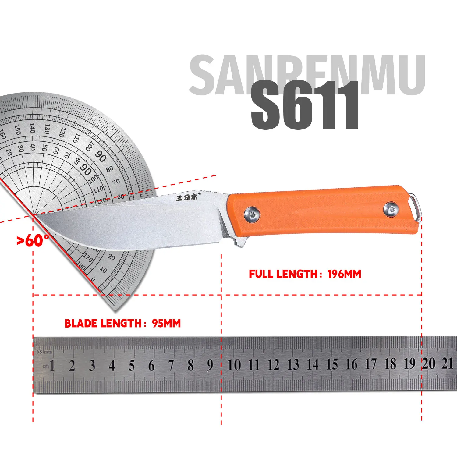 SANRENMU S611 Coltello dritto da esterno Wilderness Survival Rescue Attrezzatura da campeggio Caccia Pesca Coltello multiuso EDC portatile