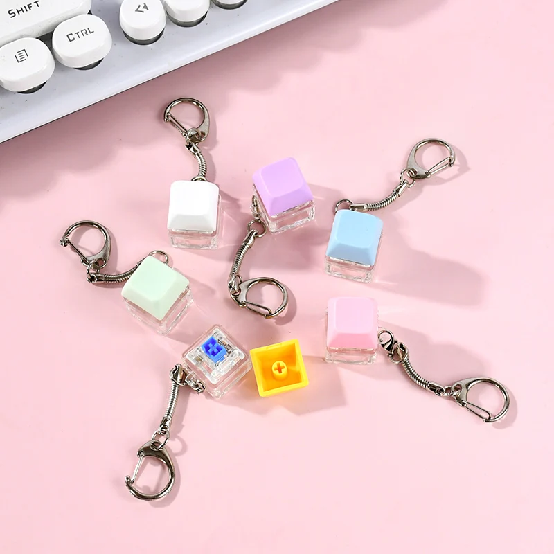 6 Colors Key Cap Mechanical Switch Keyring Keyboard Key Chain Pendant Stress Relief DIY Button Keychain Pop Antistress Toy Decor