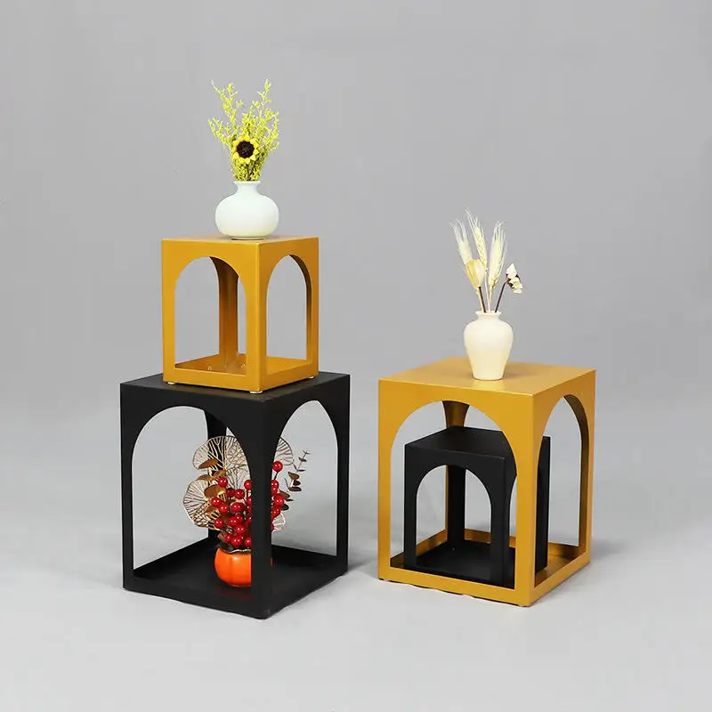 10pcs f30 20/30cm Iron Craft Square Black Metal Wire Free Standing Storage Floating Shelf Rack Cake Stand Display ivy919