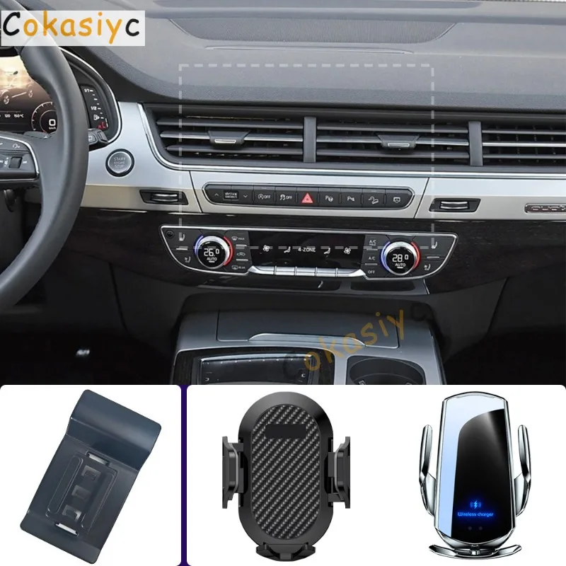 Suporte de Telefone para Carro AUDI Q7 4M 2016 2017 2018 2019, Suporte para Celular com Carregamento Sem Fio, Acessórios de Base Fixa Especial