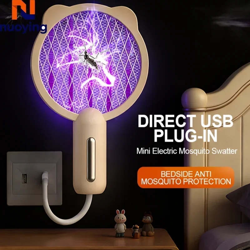 USB-Aufladbare Elektrische Mückenklatsche, 2-in-1 Mini-Fliegenklatsche & Mückenfalle-Lampe, Sichere Schädlingsbekämpfung für Zuhause, Auto, Babyzimmer