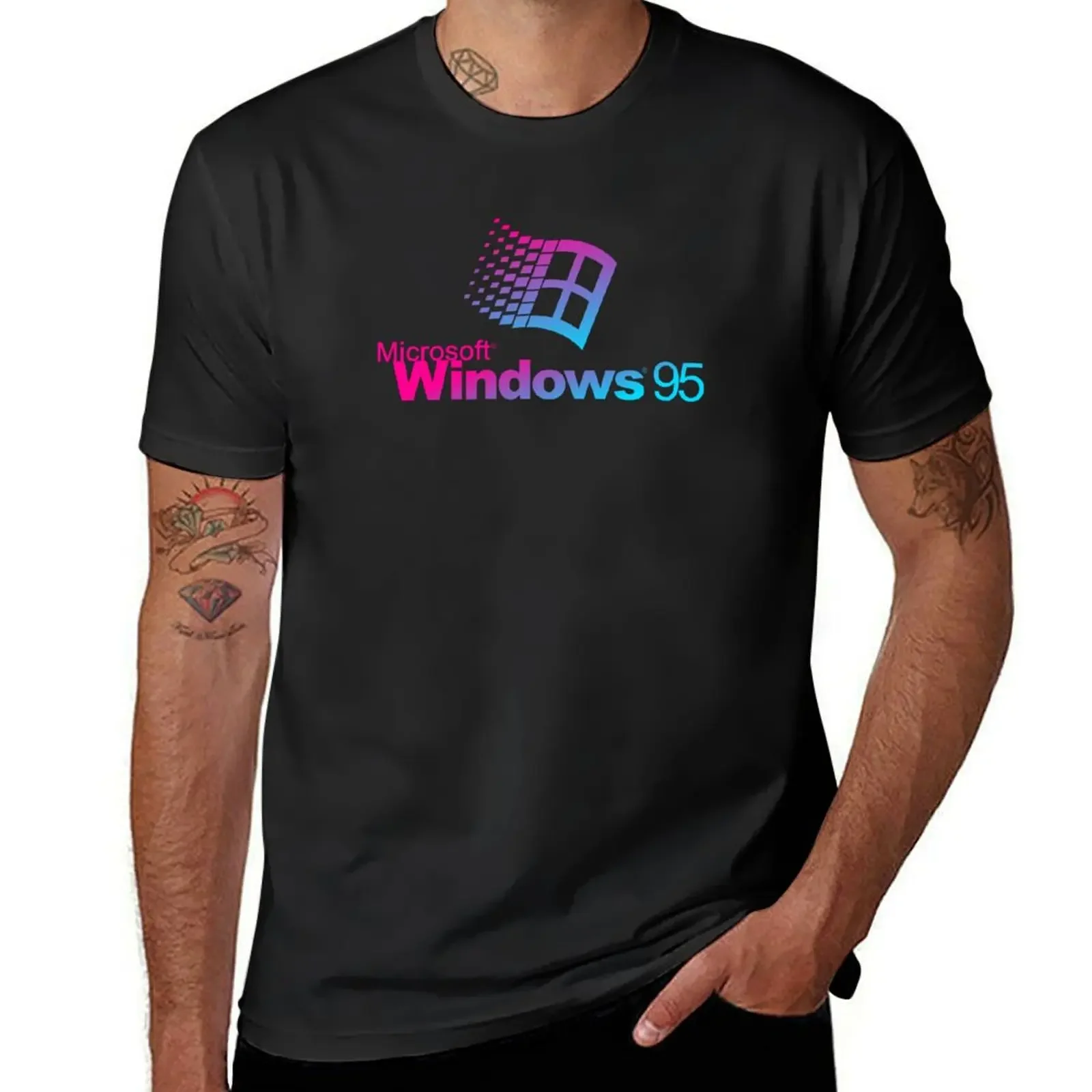 Basic Windows 95 Gradient Logo T-Shirt street wear blue archive men graphic t shirts