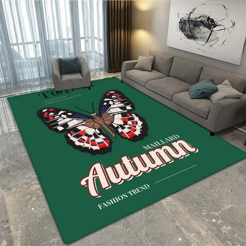 3D printed butterfly fashion carpet butterfly series decorative carpet suitable for living room bedroom carpet anti-slip mat