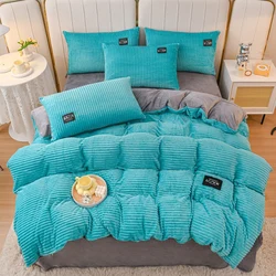 3pcs Duvet Cover Winter Warm Bedding Sets Double Quilt Cover King Twin Queen Size Bed Thick Flano Coral Fleece with Pillowcase