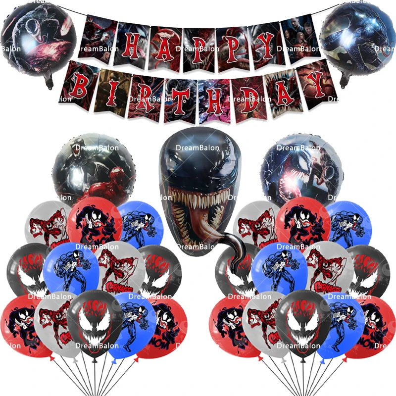 New Venom Latex Balloons Super Hero Theme Foil Ballons Happy Birthday Party Decorations Boy Kids Banner Supplies Gitf Ball