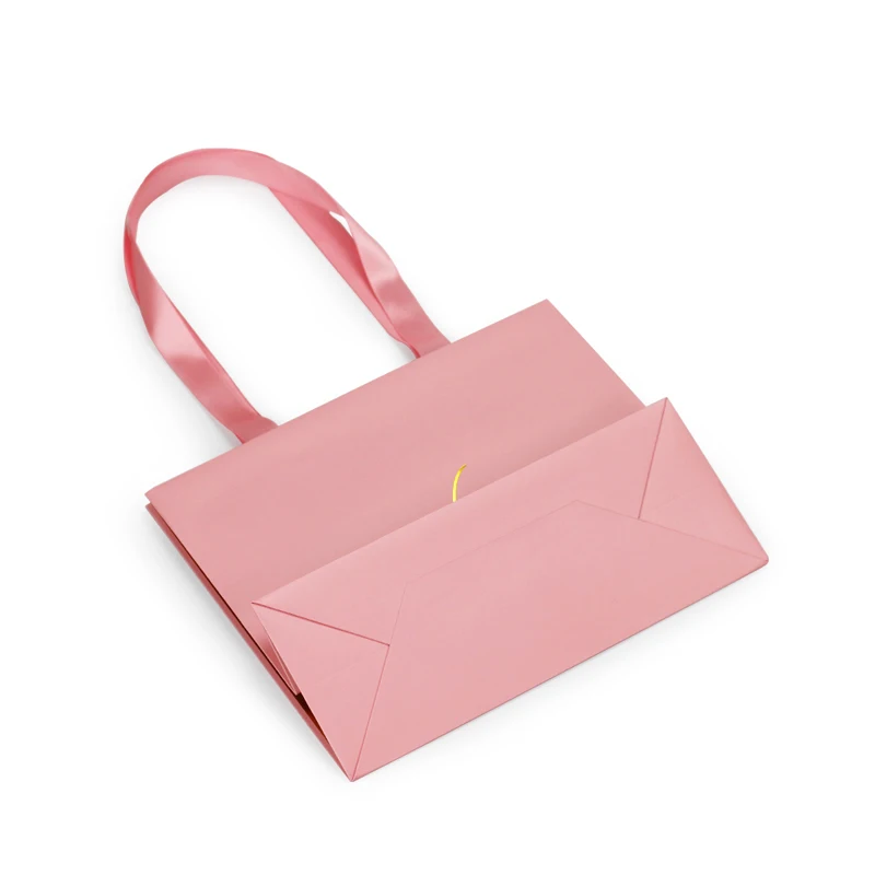 Customized product、Custom Printed You Own Logo Personalized Pink Matte Laminated Retail Shop Store Shopping Euro Tote Paper Bag