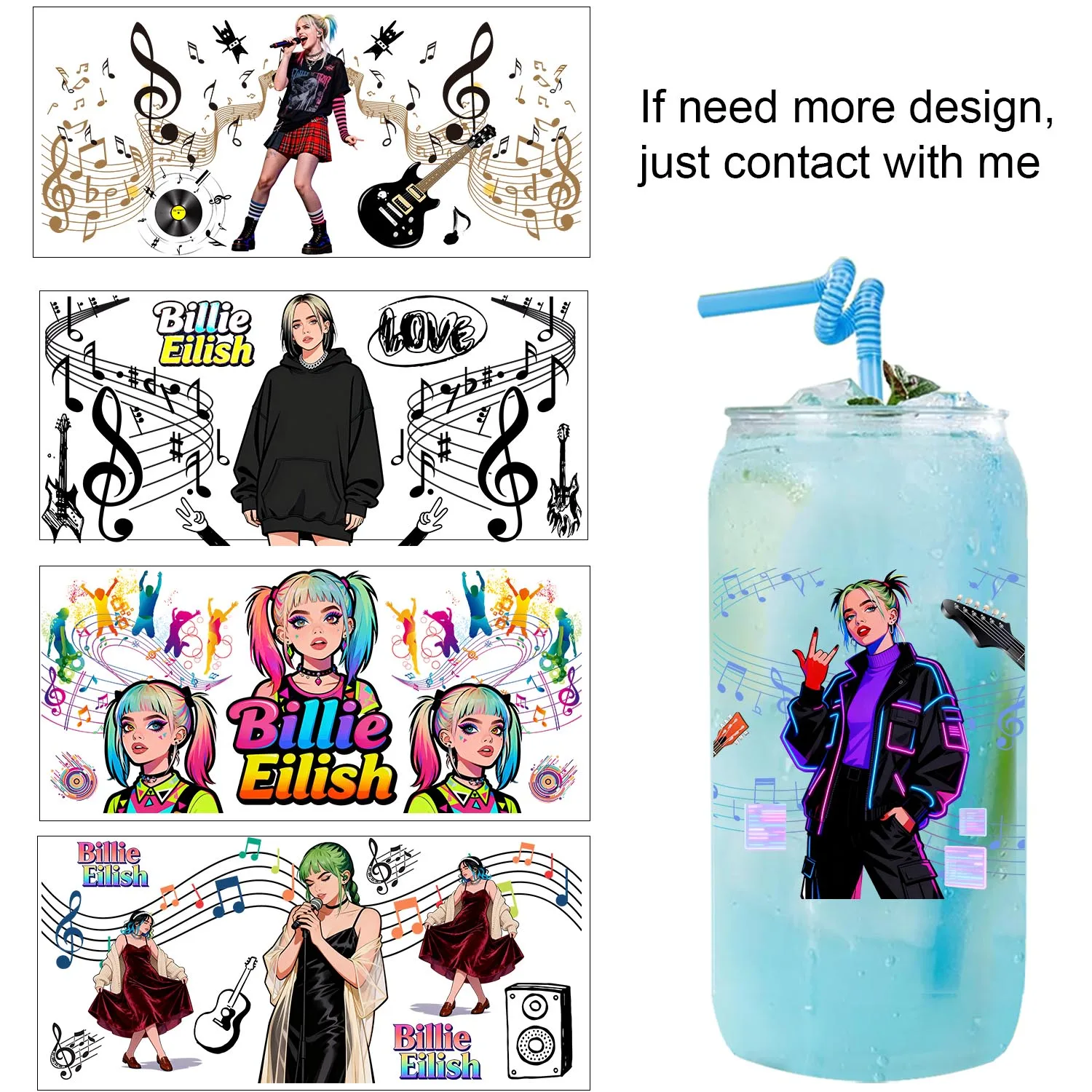 Superstar Singer Style UV Sticker Party DIY Decals 3D transfers uvdtf tumbler seal stickers 16oz uv dtf cup wraps