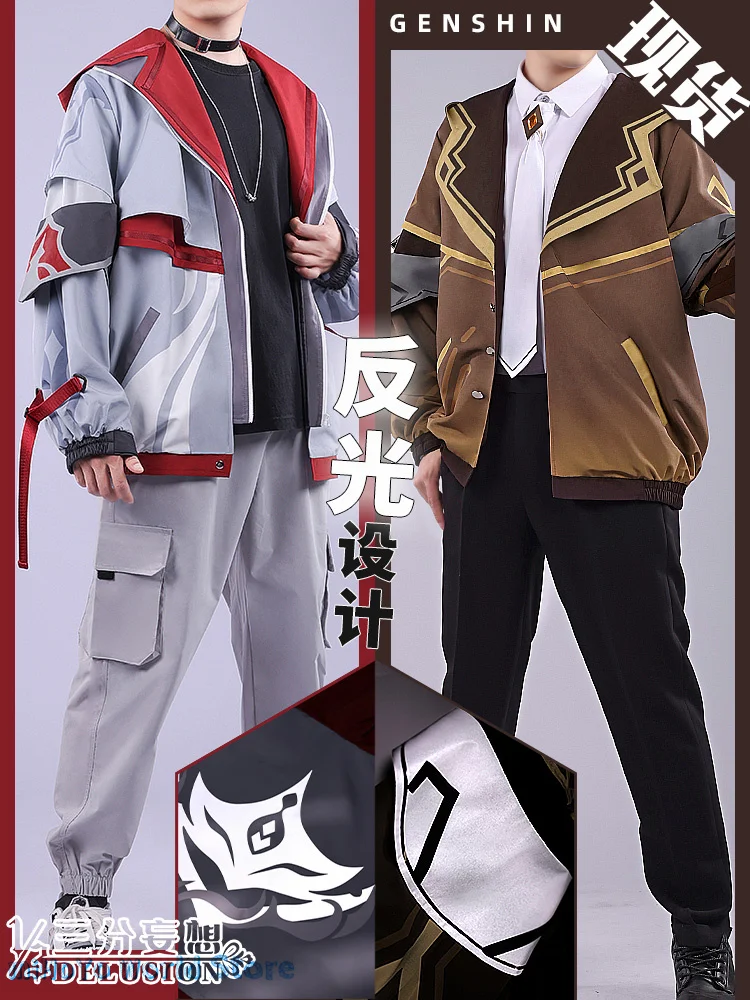 

MiHoYo Doujin Tartaglia/Zhongli Cosplay Game Genshin Impact Costume Fashion Handsome Daily Wear Coat Party Role Play Clothing