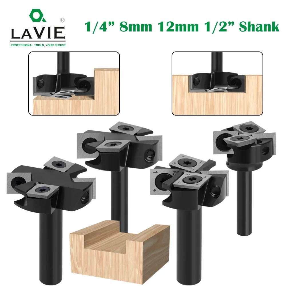 LAVIE 1/4 8mm 12mm 12.7mm Shank Router Bit With Milling Cutter Cemented Carbide Woodworking Bit Spoilboard Disassemble Drill