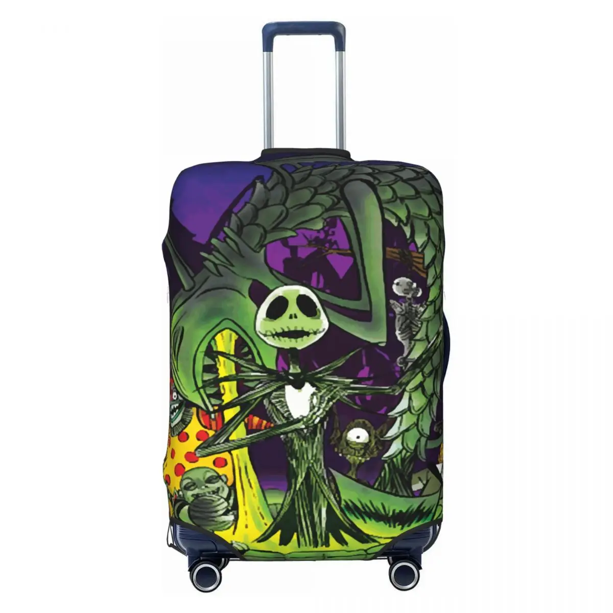 

Skeleton Christmas Nightmare Skull Travel Luggage Cover Dust Proof Skellingtons Suitcase Cover Protector Fit 18-32 Inch