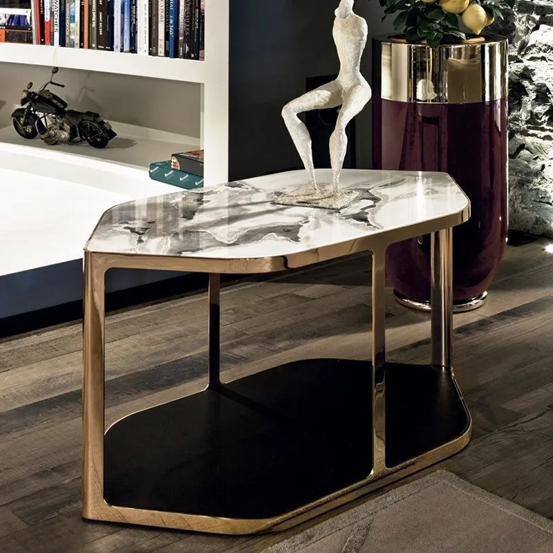 Luxury stainless steel marble corner few modern light luxury living room polygonal edge few high-end furniture