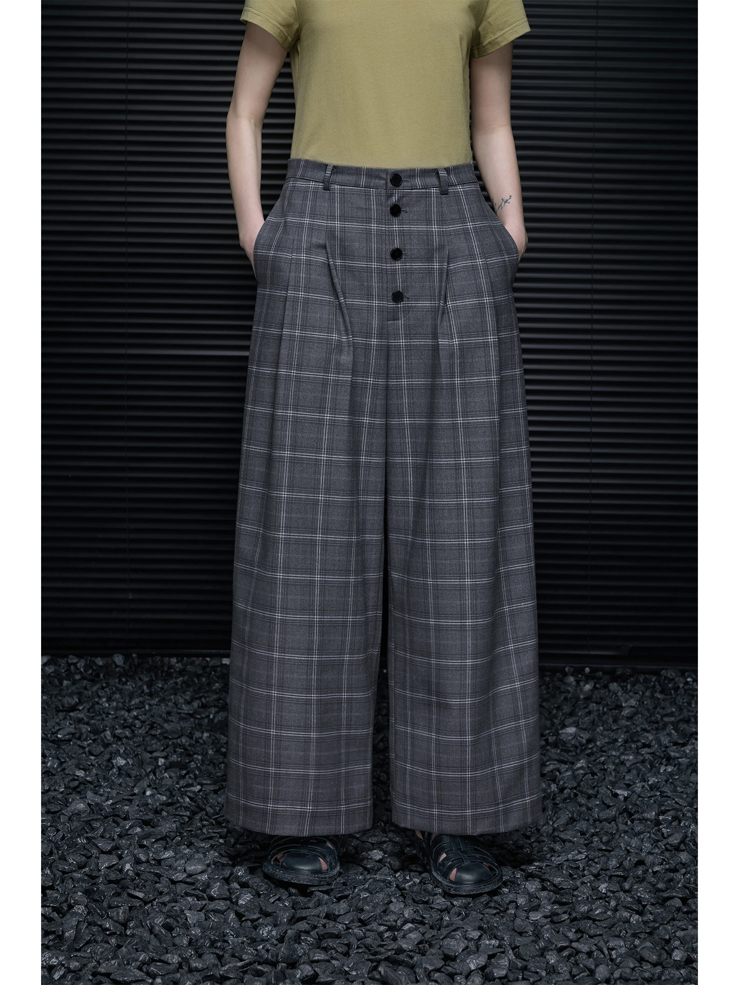 

Серые клетчатые брюки прямого кроя для женщин: свободные, струящиеся, винтажные, премиум-класса, весенняя новинка, модные деловые брюки