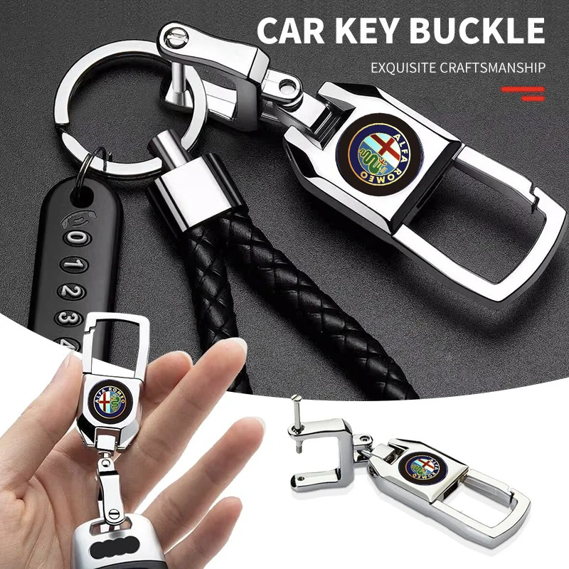 High quality car keychain metal zinc alloy keychain   For Alfa Romeo 146 147 155 156 159 Stelvio Giulia Giulietta Mito GT