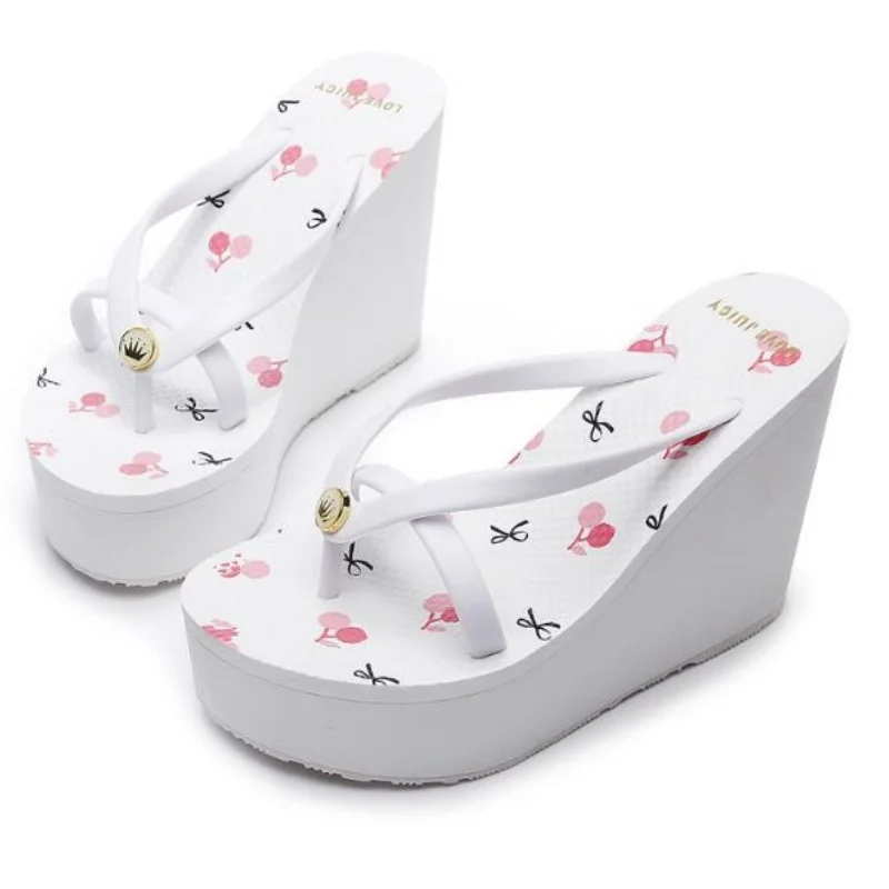 11cm Women Summer Fashion Sexy Slim Super High Slope Heel Shoes With a Height Increase Non Slip Comfortable Beach Slippers 32-40