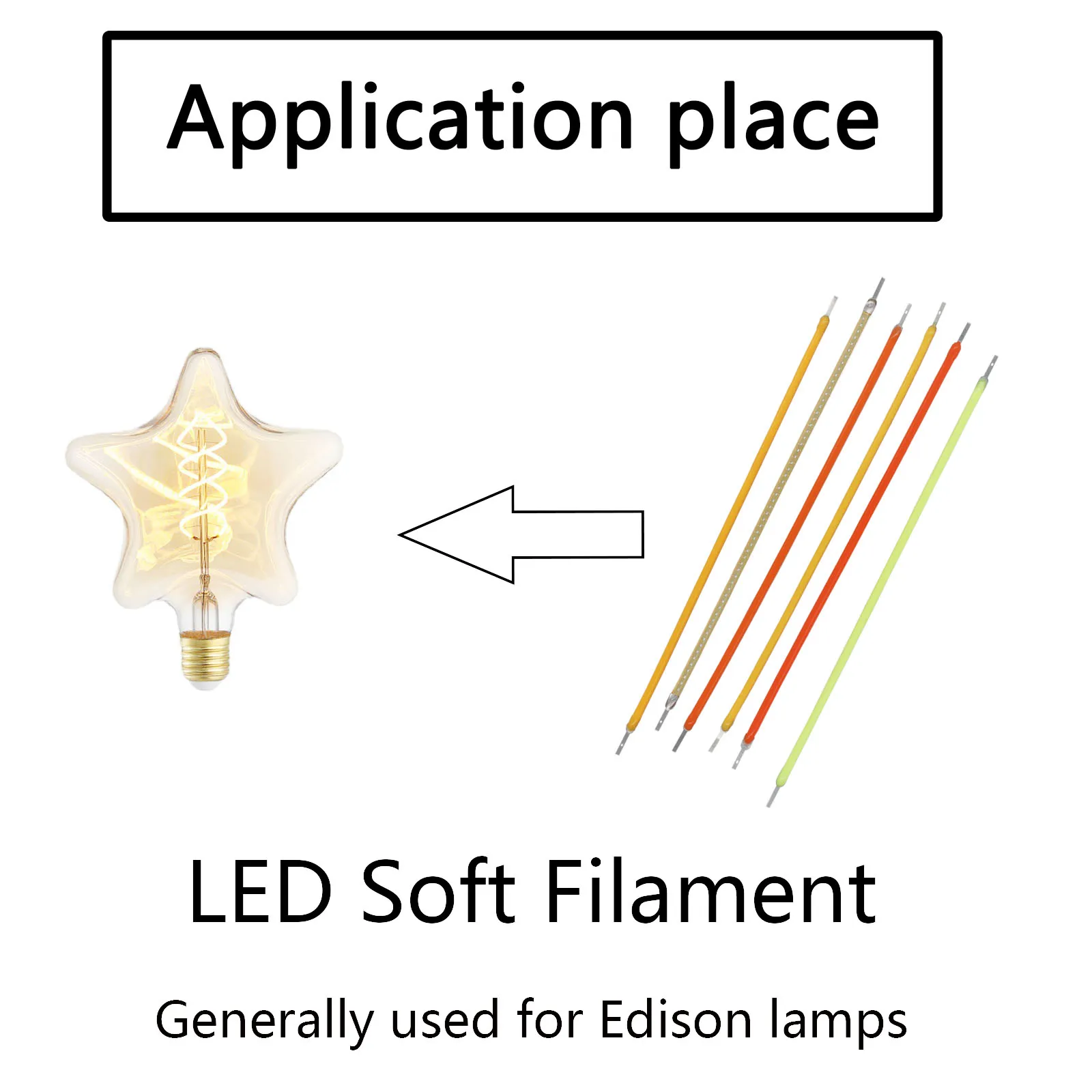 50pcs DC3V 95mm Edison Bulb LED Soft Filament 2200K/2700K/Green/Blue/Red/Pink Lamp Parts Incandescent Light Accessories Diodes