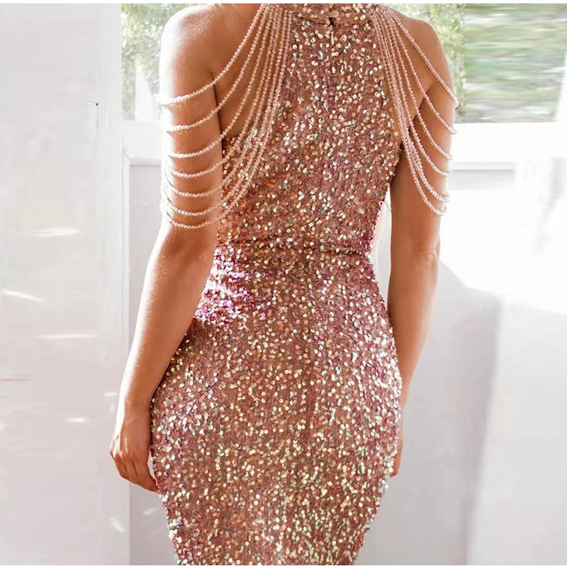 New Year Sequin Dress Women Sexy Bodycon Mini Dresses For Women Elegant Off Shoulder Evening Dress 2023