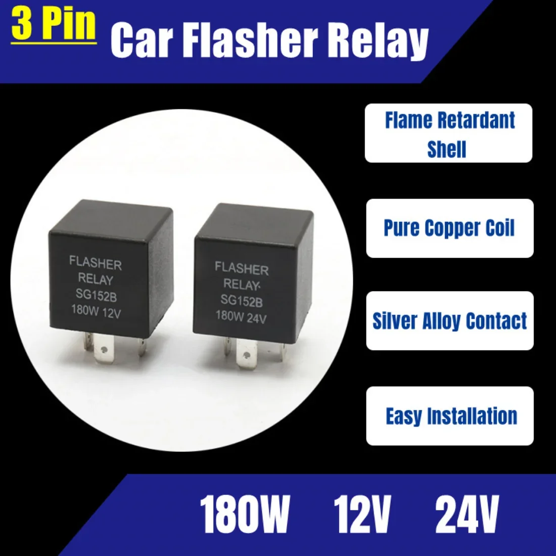 3 Pin 180W 12V 24V  Electronic Car Flasher Relay to Fix LED Light Turn Signal Hyper Flash Blinking Light