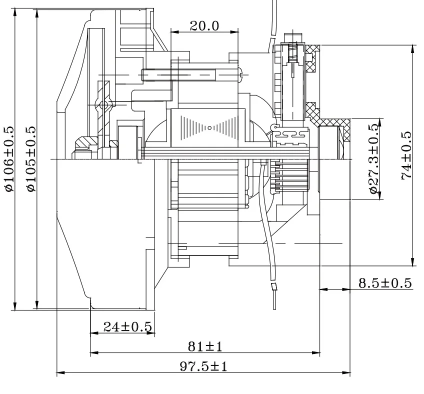 500W Motor for Handheld Vacuum Cleaner J-type 105cm Bracket Motor