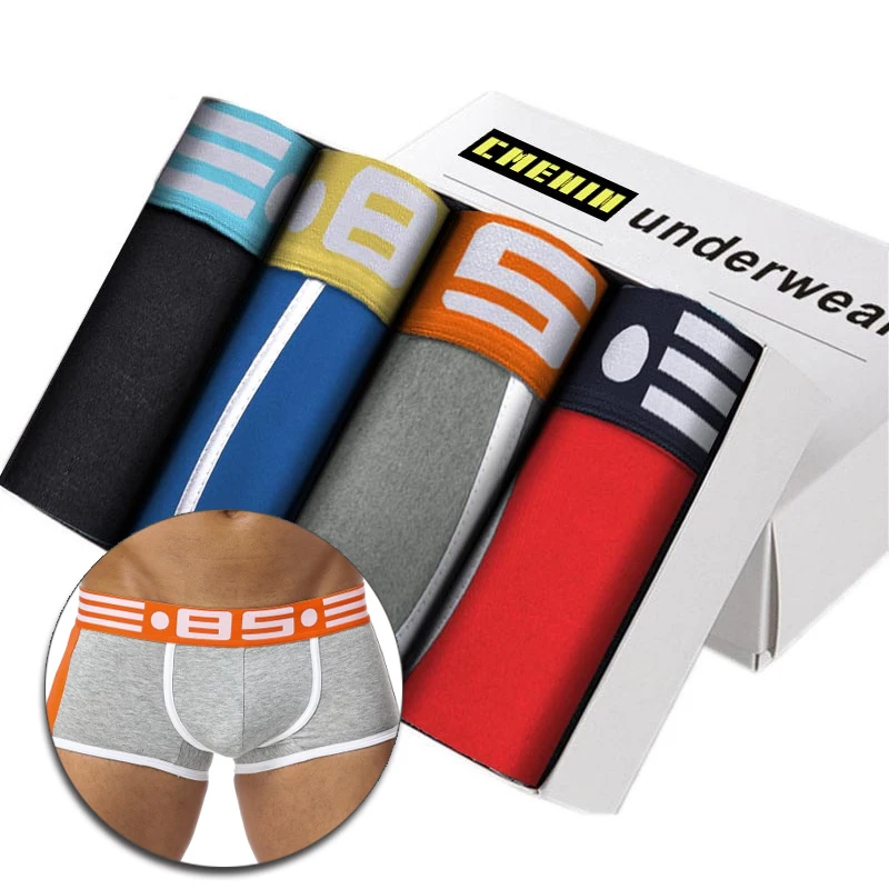 Bóxer de algodón para hombre, ropa interior Sexy de alta calidad, 4 piezas, envío gratis